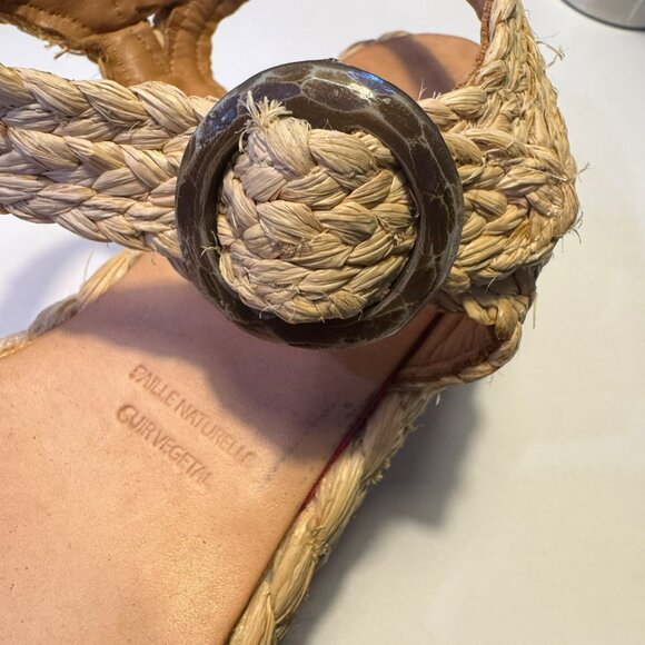 Robert Clergerie Womens Platform Sandals With Raffia Soles & Colorful Canvas - Picture 12 of 13